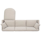 Divano a 4 posti in tessuto beige con pouf mobile