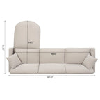 Divano a 4 posti in tessuto beige con pouf mobile