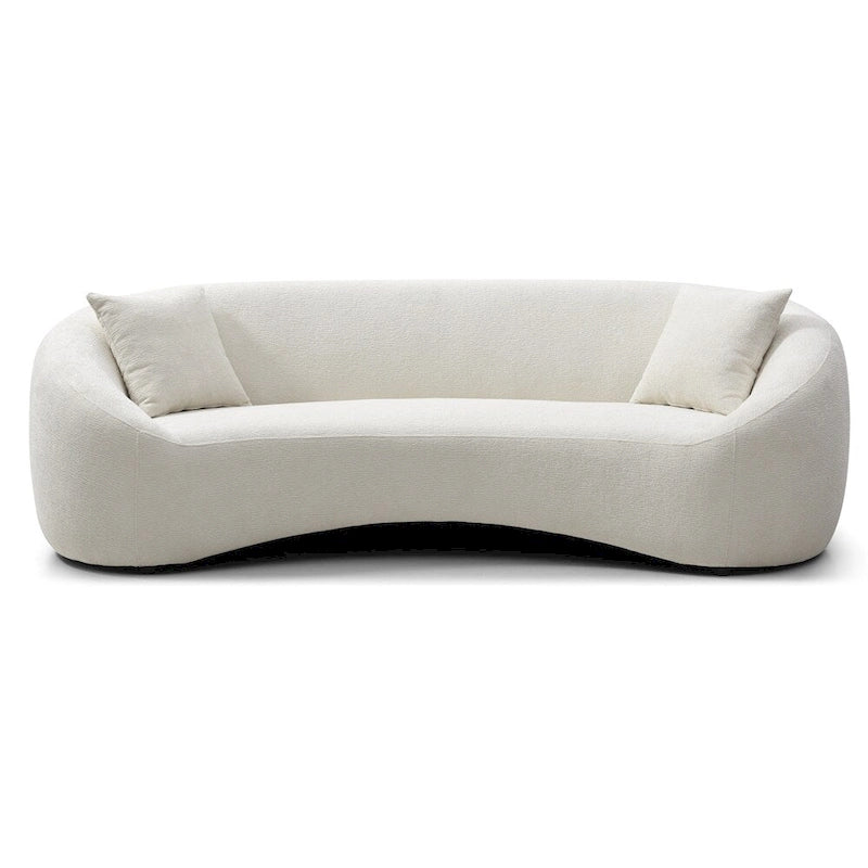 Divano curvo bianco / grigio chiaro, 3 posti, velluto ciniglia