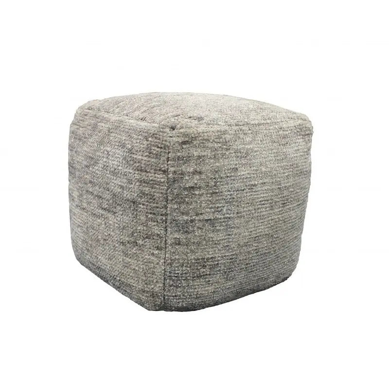 18-inch grijze wollen kubuspoef