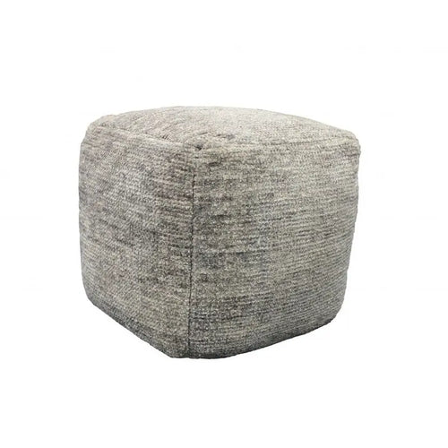 Pouf cubico ottomano in lana grigia da 18 pollici