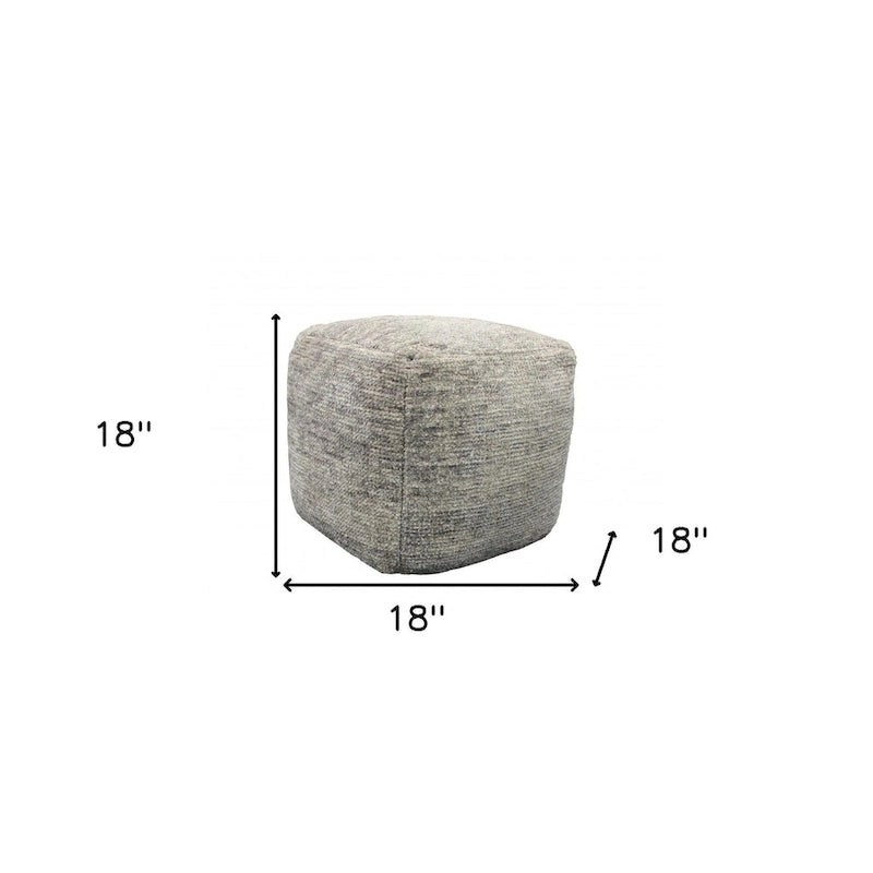 Pouf cubico ottomano in lana grigia da 18 pollici
