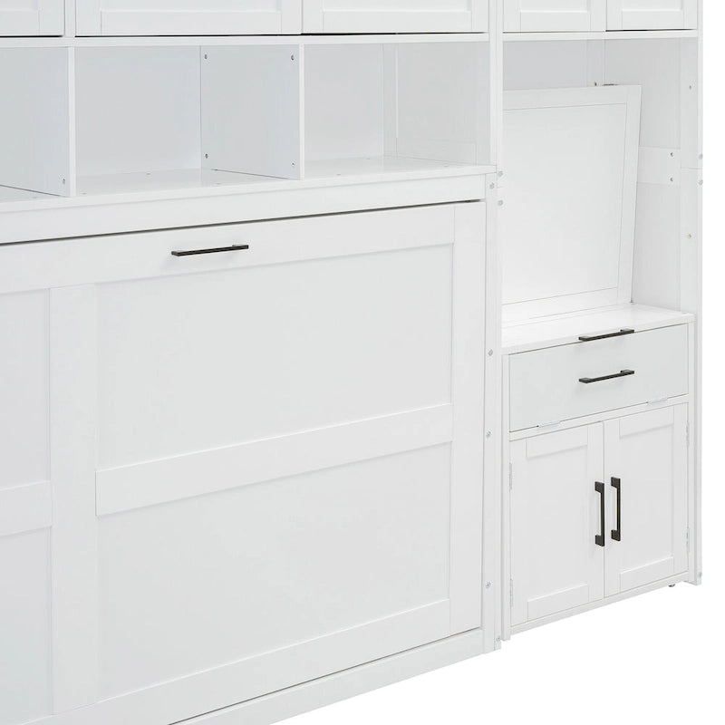 Eenpersoons Murphybed met kast, laden en bureau