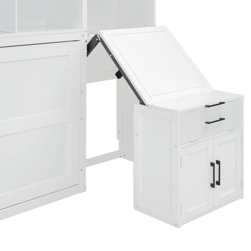 Murphy-Bett in Twin-Größe, Wandbett mit Schrank, Schubladen und Schreibtisch