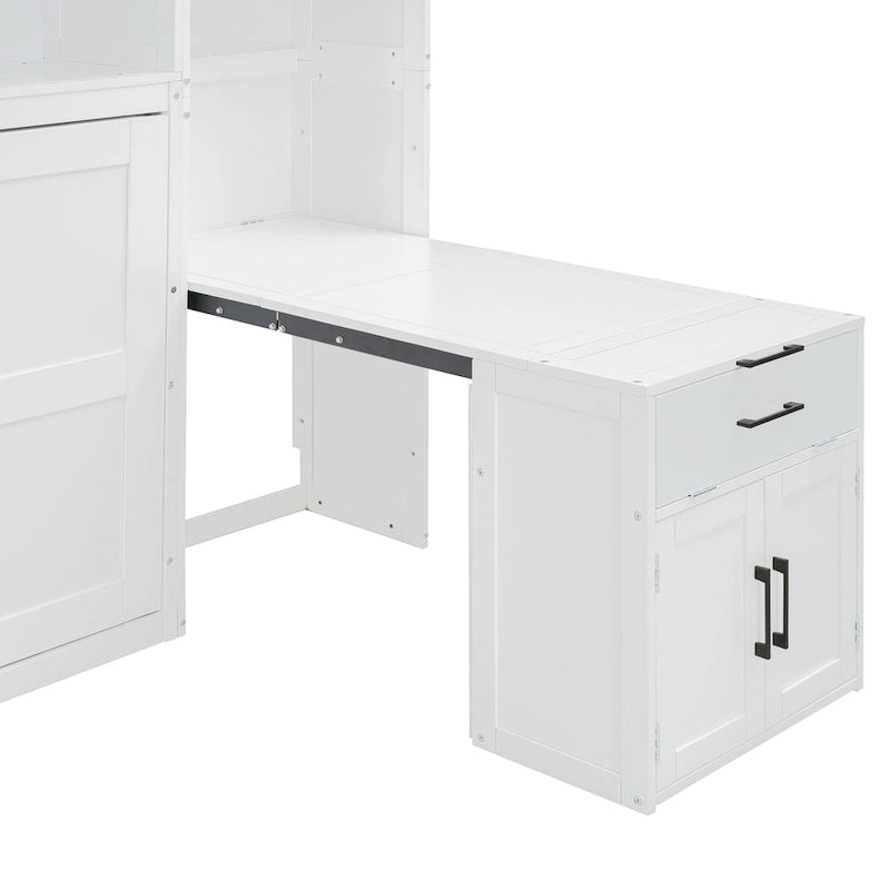 Eenpersoons Murphybed met kast, laden en bureau