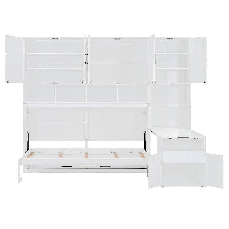 Eenpersoons Murphybed met kast, laden en bureau