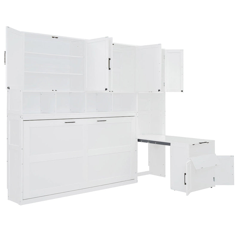 Eenpersoons Murphybed met kast, laden en bureau
