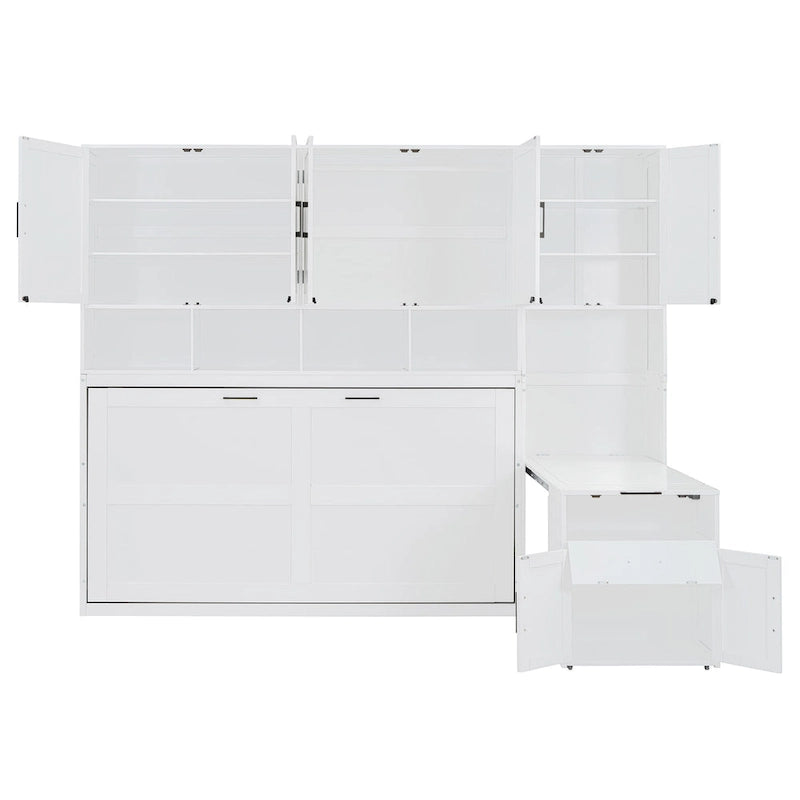 Eenpersoons Murphybed met kast, laden en bureau