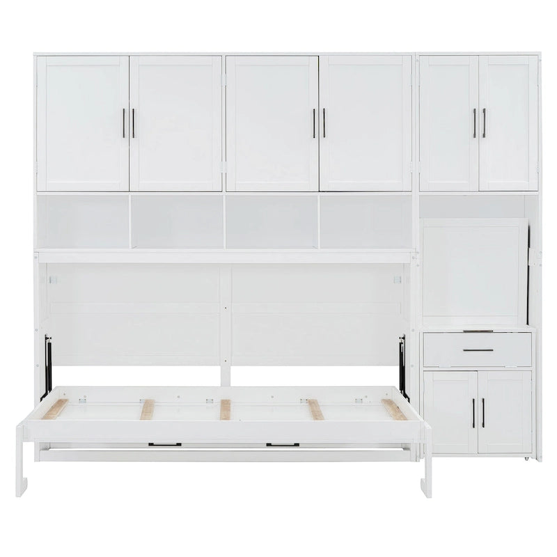 Eenpersoons Murphybed met kast, laden en bureau