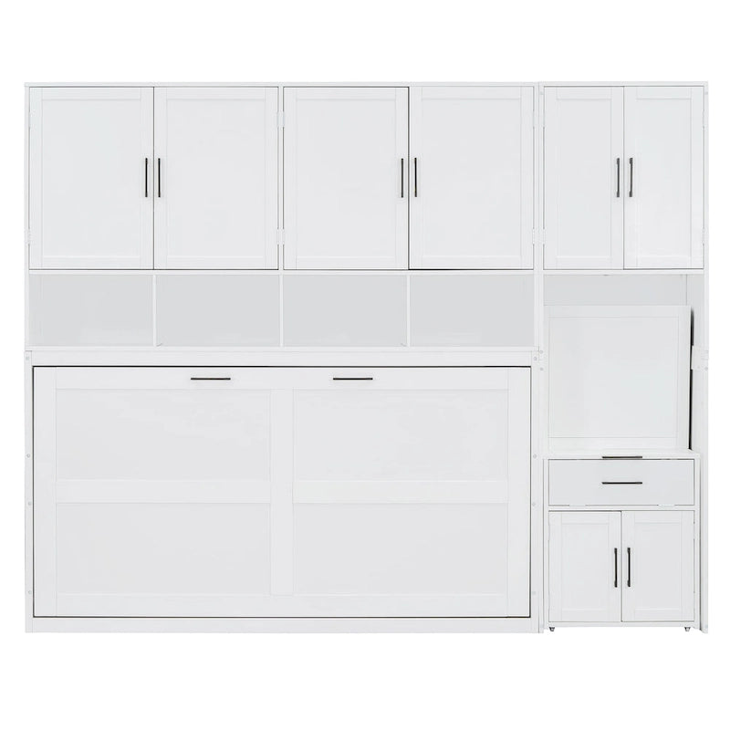 Eenpersoons Murphybed met kast, laden en bureau
