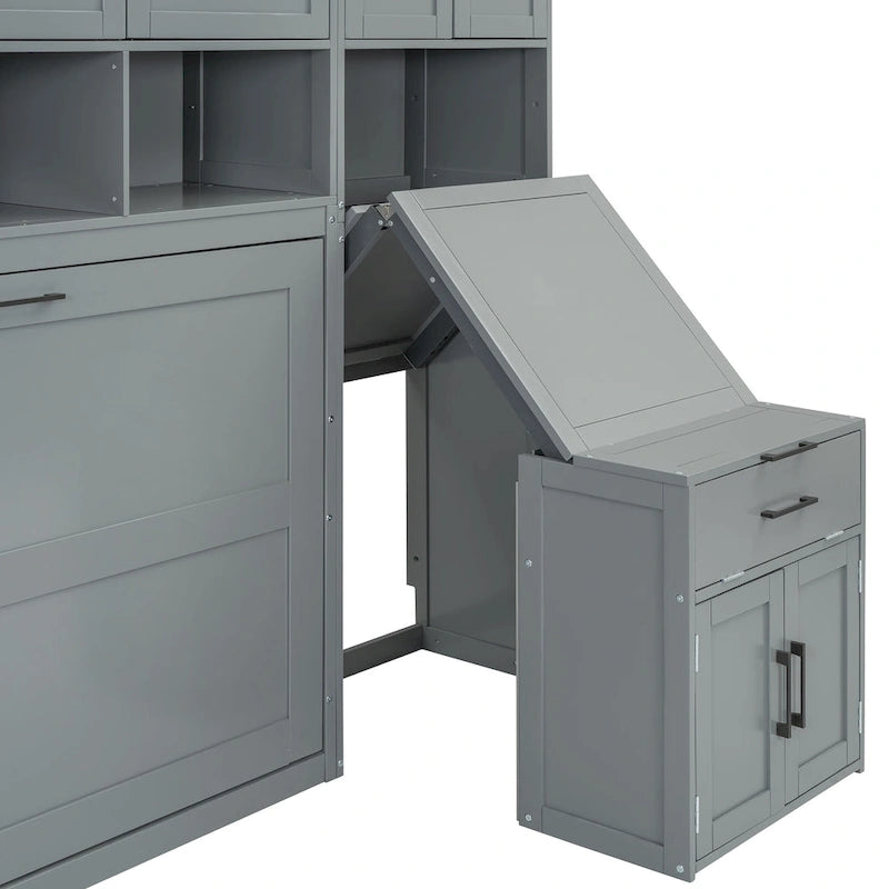 Eenpersoons Murphybed met kast, laden en bureau