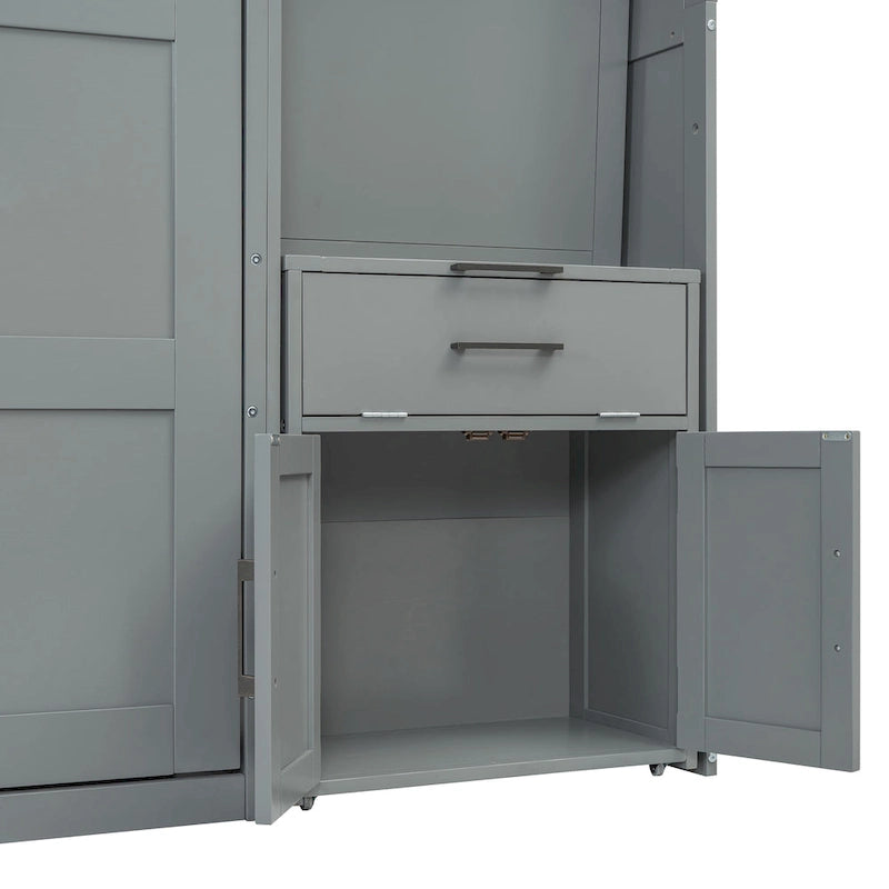 Eenpersoons Murphybed met kast, laden en bureau