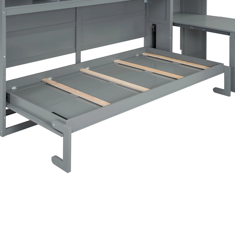 Eenpersoons Murphybed met kast, laden en bureau
