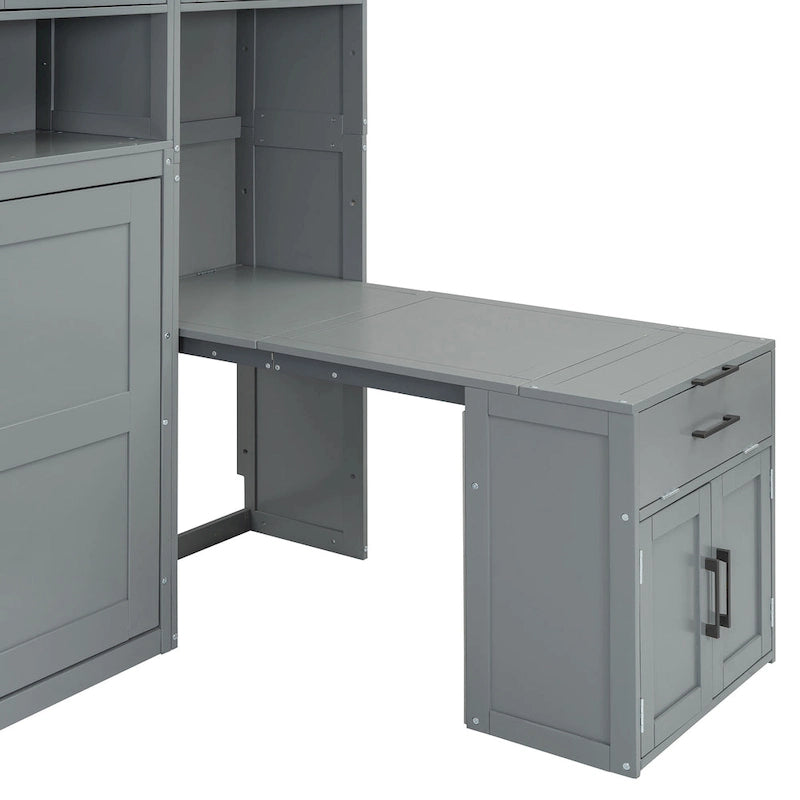 Eenpersoons Murphybed met kast, laden en bureau
