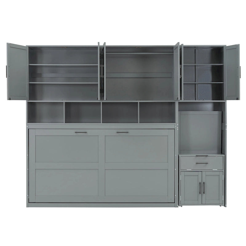 Eenpersoons Murphybed met kast, laden en bureau