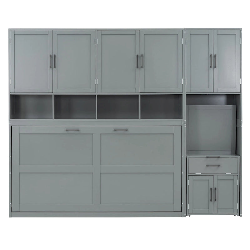 Eenpersoons Murphybed met kast, laden en bureau