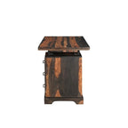Scrivania marrone in legno massello con bordo naturale e 3 cassetti, 54", 1 persona