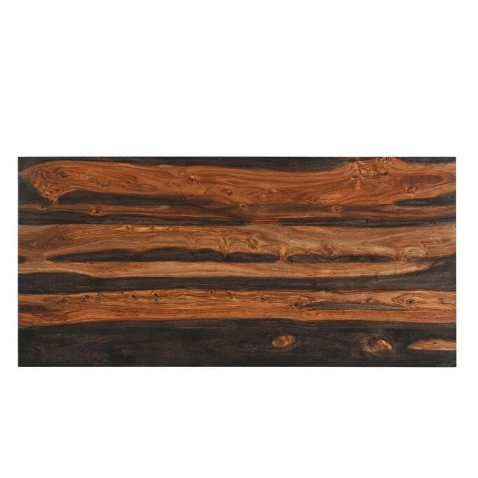 Scrivania marrone in legno massello con bordo naturale e 3 cassetti, 54", 1 persona