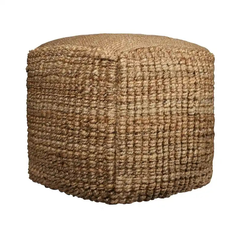 Pouf Ottomano Cubo in Juta Naturale – Poggiapiedi/Seduta per 1 Persona