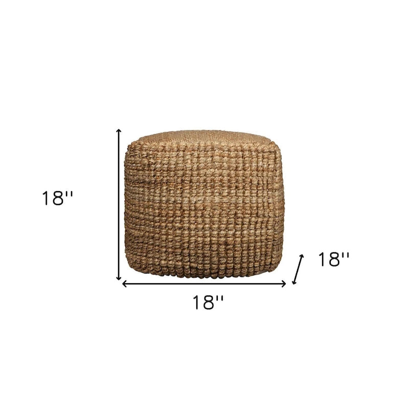 Pouf Ottomano Cubo in Juta Naturale – Poggiapiedi/Seduta per 1 Persona