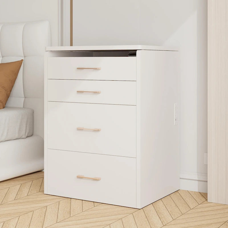 Toeletta bianca con coperchio a ribalta, luci a LED e presa di corrente, 3-in-1, 1 persona