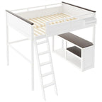 Letto a soppalco White Queen con scrivania e ripiani portaoggetti, 1 persona