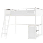 Letto a soppalco White Queen con scrivania e ripiani portaoggetti, 1 persona