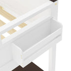 Letto a soppalco White Queen con scrivania e ripiani portaoggetti, 1 persona