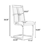 Sedia da pranzo in pelle PU con schienale alto, gambe in metallo a C, set da 4 (bianco / nero / grigio)