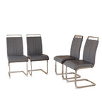 Sedia da pranzo in pelle PU con schienale alto, gambe in metallo a C, set da 4 (bianco / nero / grigio)