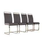 Sedia da pranzo in pelle PU con schienale alto, gambe in metallo a C, set da 4 (bianco / nero / grigio)