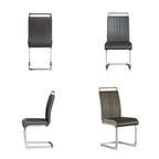 Sedia da pranzo in pelle PU con schienale alto, gambe in metallo a C, set da 4 (bianco / nero / grigio)