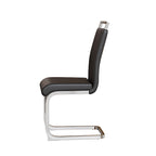 Sedia da pranzo in pelle PU con schienale alto, gambe in metallo a C, set da 4 (bianco / nero / grigio)