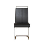 Sedia da pranzo in pelle PU con schienale alto, gambe in metallo a C, set da 4 (bianco / nero / grigio)