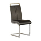 Sedia da pranzo in pelle PU con schienale alto, gambe in metallo a C, set da 4 (bianco / nero / grigio)