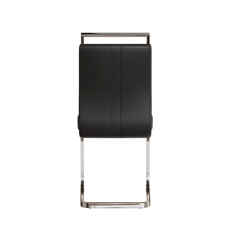 Sedia da pranzo in pelle PU con schienale alto, gambe in metallo a C, set da 4 (bianco / nero / grigio)