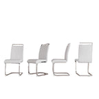 Sedia da pranzo in pelle PU con schienale alto, gambe in metallo a C, set da 4 (bianco / nero / grigio)