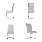 Sedia da pranzo in pelle PU con schienale alto, gambe in metallo a C, set da 4 (bianco / nero / grigio)