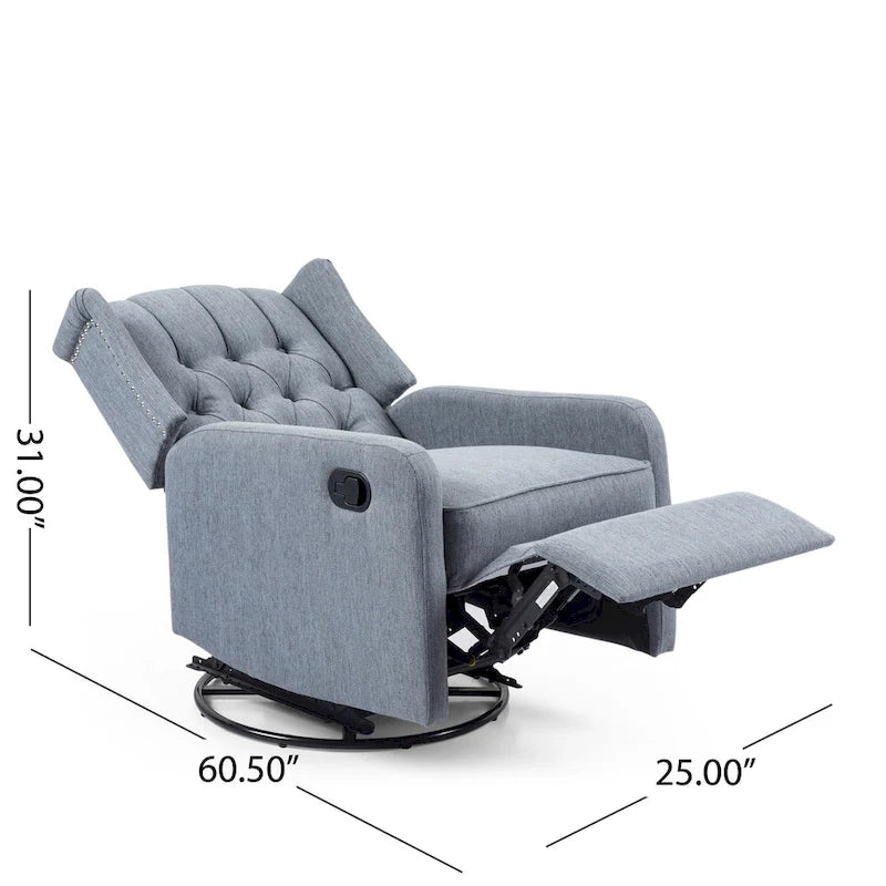 Poltrona reclinabile manuale marrone con girevole a 360°, poltrona lounge singola