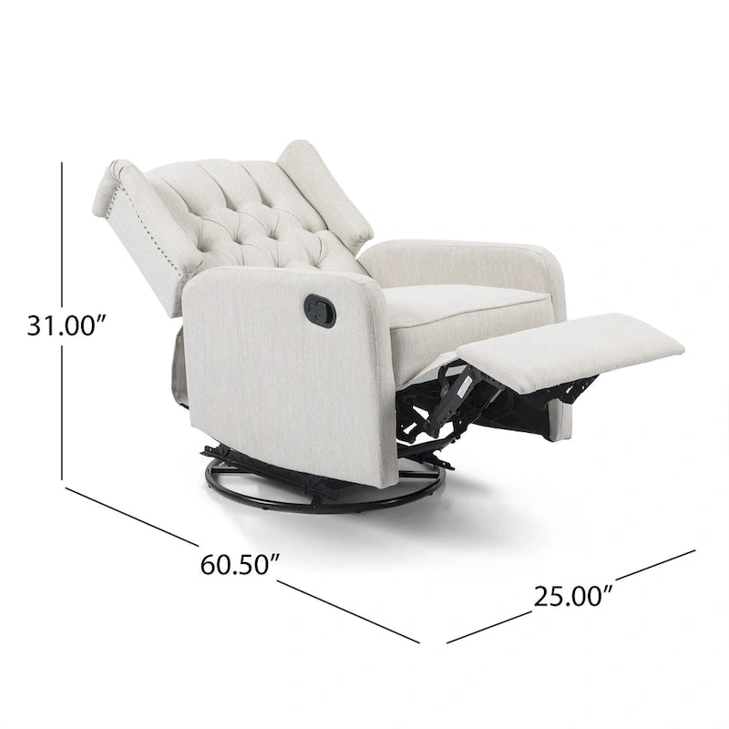 Poltrona reclinabile manuale marrone con girevole a 360°, poltrona lounge singola