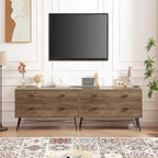Mobile porta TV a 4 cassetti marrone chiaro con gambe in metallo, per 1-2 persone