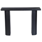 Tavolo Consolle Semicircolare Nero/Naturale, Legno Massello di Mango, 1 Pezzo