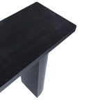 Tavolo Consolle Semicircolare Nero/Naturale, Legno Massello di Mango, 1 Pezzo