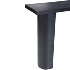 Tavolo Consolle Semicircolare Nero/Naturale, Legno Massello di Mango, 1 Pezzo