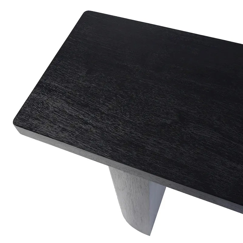 Tavolo Consolle Semicircolare Nero/Naturale, Legno Massello di Mango, 1 Pezzo