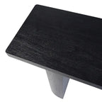 Tavolo Consolle Semicircolare Nero/Naturale, Legno Massello di Mango, 1 Pezzo