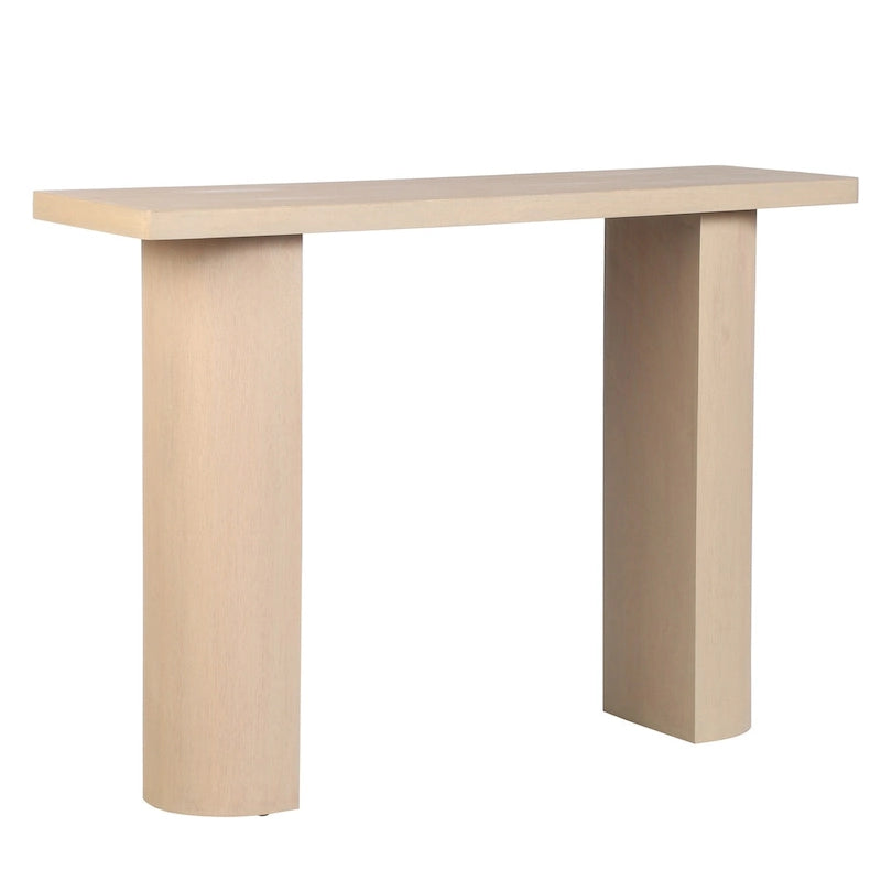 Tavolo Consolle Semicircolare Nero/Naturale, Legno Massello di Mango, 1 Pezzo