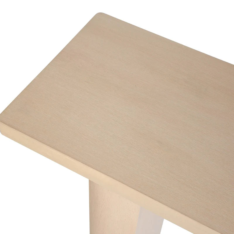 Tavolo Consolle Semicircolare Nero/Naturale, Legno Massello di Mango, 1 Pezzo