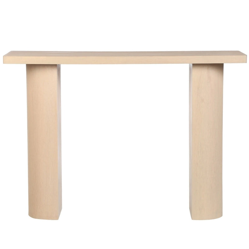 Tavolo Consolle Semicircolare Nero/Naturale, Legno Massello di Mango, 1 Pezzo