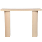 Tavolo Consolle Semicircolare Nero/Naturale, Legno Massello di Mango, 1 Pezzo